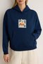 Lacivert Winnie The Pooh Lisanslı Kapüşonlu Oversize Örme Sweatshirt TWOAW27SW00201 - 3