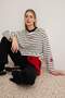 Anthracite Striped Oversize/Wide Cut Crew Neck Thin Knitted Sweatshirt Twoaw23Sw00326 - 4