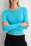 Turquoise Body-Hugging Button-Down Knit Blouse TWOAW26BZ00140 Blouse TWOAW26BZ00140 - 4