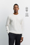 Men's Ecru Crew Neck Embroidered Interlock Regular Fit Sweatshirt A62Y1275