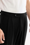 Men's Black Classic Waist Buckle Easy-Iron Carrot Fit Trousers A61Y3026 - 4