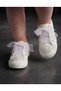 Girls' White Color Stone-Embellished Lace-Up Fancy Stylish Sports Shoes - 6