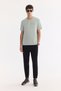 Men's Mint Green Crew Neck Printed Bi-Stretch Interlock Regular Fit T-Shirt A61Y1161 - 5