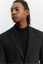 Men's Black Mono Collar Double Slit Unlined Seersucker Classic Comfort Slim Fit Jacket A62Y4003 - 2