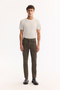 Men's Khaki Classic Waist Cotton Vintage Washed Roman Crop Slim Fit Jean Trousers A52Y3514