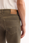 Men's Khaki Classic Waist Cotton Vintage Washed Roman Crop Slim Fit Jean Trousers A52Y3514 - 5