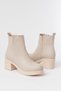 ZRİN-3057 Premium Beige Slip-On Zipper Boots with 6 cm Thick Heels for Women - 4