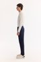 Men's Navy Blue Side Elastic Bi-Stretch Lightly Striped Slim Fit Trousers A52Y3204 - 2