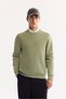 Men's Green Crew Neck Cotton Embossed Printed Regular Fit Sweatshirt A52Y1327