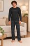 Men's Long Sleeve Plaid Pajama Set - 3