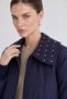 Navy Blue Quilted Jacket with Pocket Detail - 4