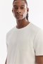 Men's Ecru Crew Neck Injection Printed Bi-Stretch Interlock Regular Fit T-Shirt A61Y1136 - 2