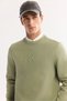 Men's Green Crew Neck Cotton Embossed Printed Regular Fit Sweatshirt A52Y1327 - 2