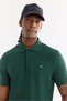 Men's Dark Green Non-Curling Polo Collar 100% Cotton Basic T-Shirt B001032 - 3