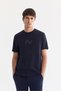 Men's Navy Blue Crew Neck Printed Bi-Stretch Interlock Regular Fit T-Shirt A61Y1054