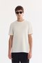 Men's Ecru Crew Neck Printed Bi-Stretch Interlock Regular Fit T-Shirt A61Y1138