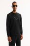 Men's Black Crew Neck Cotton Bi-Stretch Printed Regular Fit Sweatshirt A52Y1247 - 5