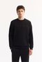 Men's Black Crew Neck Cotton Bi-Stretch Printed Regular Fit Sweatshirt A52Y1210