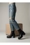 ZRİN-3057 Premium Black Slip-On Zipper Boots with 6 cm Thick Heels for Women - 6