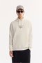 Men's Ecru Hooded Cotton Bi-Stretch Printed Regular Fit Sweatshirt A52Y1211