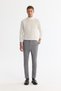 Men's Gray Side Pocket Textured Bi-Stretch Slim Fit Trousers A42Y3211