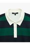 Brushed Inside Long Sleeve Polo Collar Striped Sweatshirt - 7