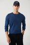 Men's Indigo Crew Neck Wool Knitwear Sweater B 005013 - 3