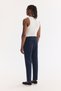 Men's Navy Blue Elastic Waist 100% Linen Trousers B 003032 - 4