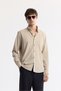 Men's Beige Button down Collar 100% Cotton Soft Touch Velvet Regular Fit Shirt B002032