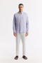Men's Lilac Button down Collar 100% Linen Comfort Fit Shirt B002191 - 7
