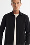 Men's Black Buttoned Collar Cotton Easy-Iron Comfort Fit Shirt A42Y2071 - 2