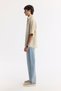 Men's Beige Bottom-Cut Collar Modal Blend Soft Touch Short Sleeve Boxy Fit Shirt A51Y2119 - 3