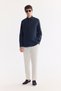 Men's Navy Blue Buttoned Collar 100% Linen Comfort Fit Shirt B002191 - 7