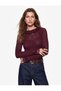 X Selected by Melis Ağazat - Lace High Neck Textured T-Shirt Slim Fit Long Sleeve - 3