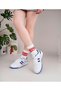 Unisex Lace-Up Velcro Sports Sneaker Shoes-White-Sax - 5
