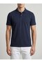 Men's Polo Collar Basic Short Sleeve Casual T-Shirt - Navy Blue - 3