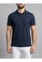 Men's Polo Collar Basic Short Sleeve Casual T-Shirt - Navy Blue - 4