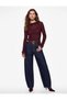 X Selected by Melis Ağazat - Lace High Neck Textured T-Shirt Slim Fit Long Sleeve