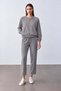 Women's Zippered Jacket Pants Top-Down Gray Set - 2