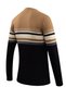 Men's Crew Neck Camel Sweater Knitwear Colorful Stripe Pattern Classic Fit - 5246C - 6