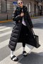 Women's Fur-Trimmed, Hooded, Belted, Zipper-Front Maxi-Length Puffer Coat