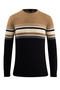 Men's Crew Neck Camel Sweater Knitwear Colorful Stripe Pattern Classic Fit - 5246C - 2