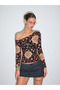 WOMEN'S BLOUSE WITH ETHNIC PATTERNS AND SPANDEX - 3