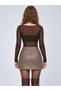 COFFEE-PRINTED MODAL, FULL ELASTANE, SHEER BLOUSE - 6