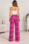 Women's Pink Plaid Patterned Fleece Pajama Bottoms – Winter Soft Textured Comfortable Fit - 3