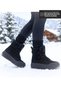 Alaska Women's Black Suede Fur-Lined Winter Lace-Up Boot with Thick Soles and Velcro Closure - 5