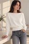 Women's Asymmetrical Corded Fabric Knit Sweater - 2