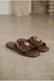 Women's Metal Buckle Flat Sole Slippers Patent Leather Shiny Stylish Daily Ballerina Slippers Summer Sandals Slippers - 2