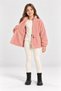 Girls' Plush Cardigan with Zipper, Pink, Brown, Cream, Black, AK4179 - 4