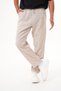 Beige Men's Cotton Linen Blend Comfortable Fit Pants - 3